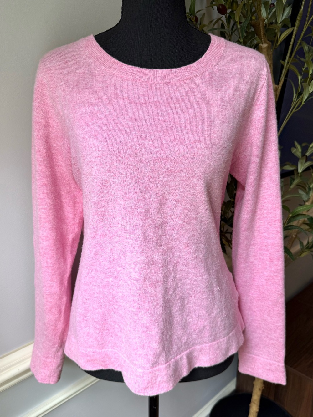 J.Crew Teddie Pink Merino Wool Blend Sweater Crewneck Soft Preppy Small